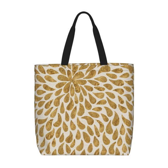 Picia Gold Drops for Tote Bag for Women with Zipper, Gym Tote with Compartments, Laptop Work Tote Nurse Dance Yoga Bag for Sport, Travel