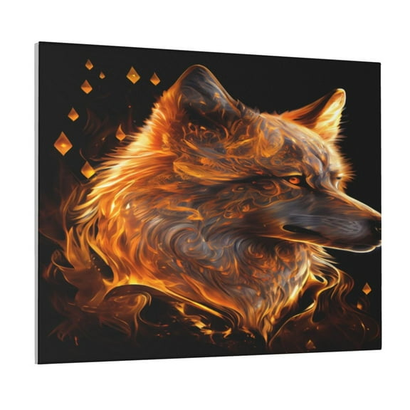 Picia Gold Flame Pattern Wolf Pattern Decorative Picture – Unique Wall Art, Modern Canvas Print for Trendy Interiors (Horizontal)