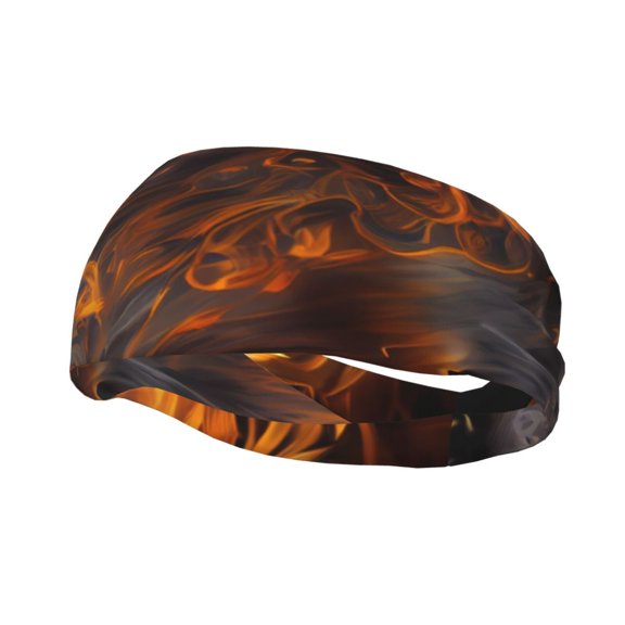 Picia Gold Flame Pattern Wolf Print Mens Running Headband,Mens Sweatband Sports Headband for Running,Cycling,Basketball,Yoga,Fitness Workout
