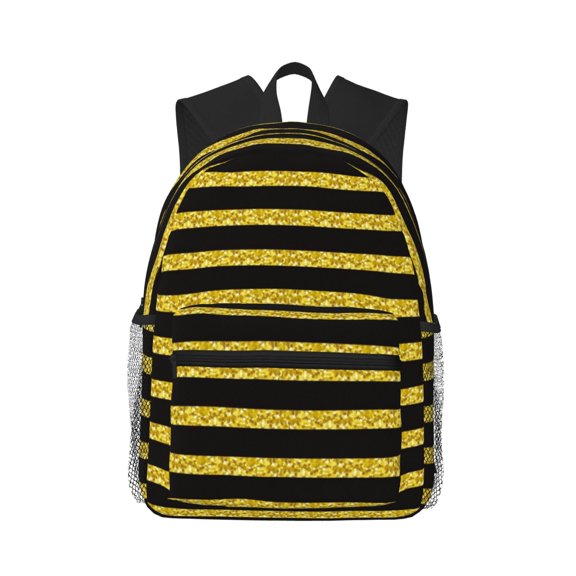 Picia Gold Glitter Large Capacity Backpack Classic Style Backpack Casual Backpack Water-Resistant School Work Travel Outdoor Backpack