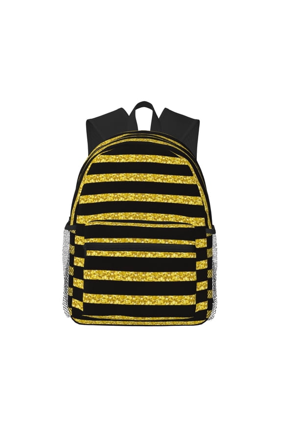 Gold Glitter Large Capacity Backpack Classic Style Backpack Casual Backpack Water-Resistant School Work Travel Outdoor Backpack
