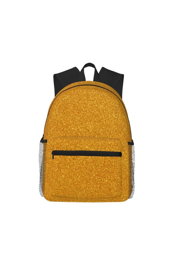 Gold Glitter Large Capacity Backpack Classic Style Backpack Casual Backpack Water-Resistant School Work Travel Outdoor Backpack
