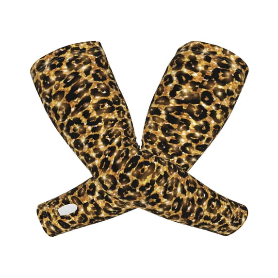 Picia Gold Glitter Leopard Arm Sleeves for Men and Women - Tattoo Cover Up UPF 50+ Cooling Sports Sleeve for Basketball Golf Football-One Size