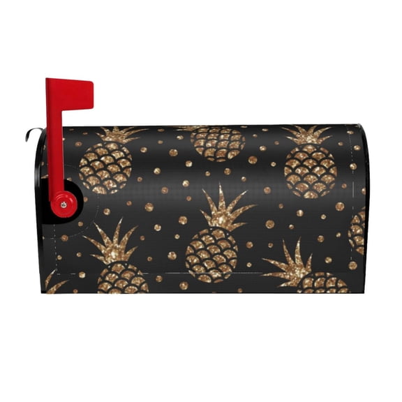 Picia Gold Glitter Pineapples Magnetic Mailbox Cover Standard Size-