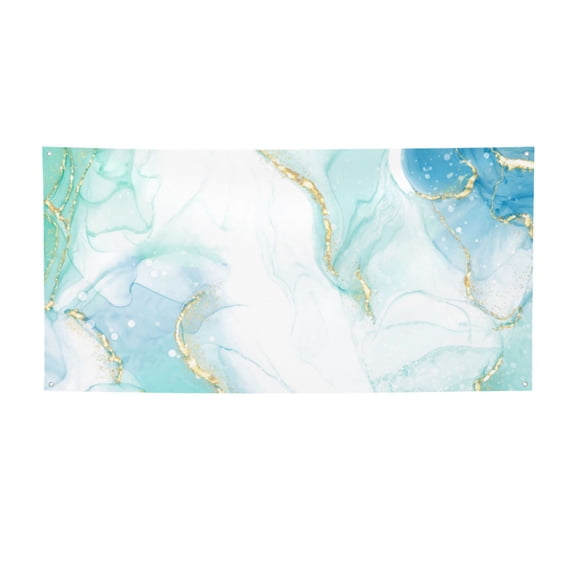 Picia Gold Lines Marble Watercolor Pattern Party Banner, Festive Decoration, Holiday Banner, Celebration Decor, Event Banner, Reusable Party Banner-Medium