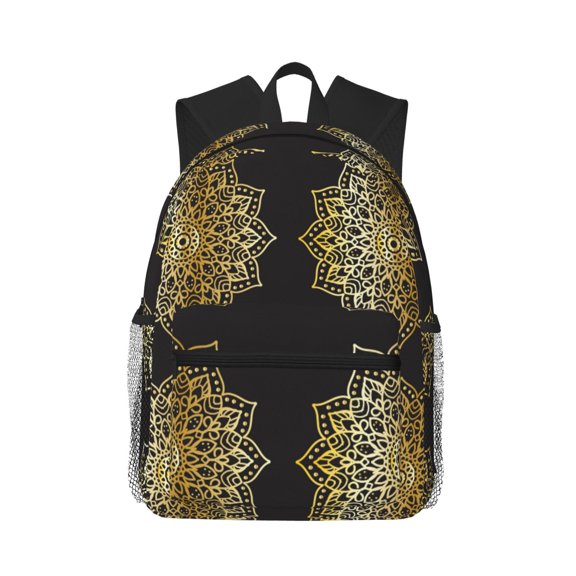 Picia Gold Mandala Large Capacity Backpack Classic Style Backpack Casual Backpack Water-Resistant School Work Travel Outdoor Backpack