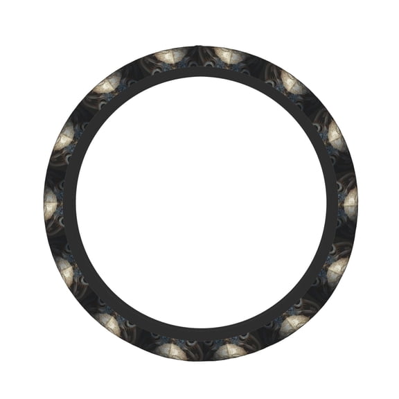Picia Gold Pattern Skull Car Steering Wheel Cover, Non-Slip, Breathable, Universal 15 inch