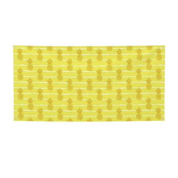 Picia Gold Pineapple Pattern Party Banner, Festive Decoration, Holiday Banner, Celebration Decor, Event Banner, Reusable Party Banner-Small