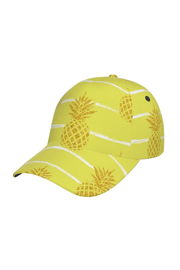 Gold Pineapple pattern Trucker Low Profile Hat Men Women Baseball Cap Dad Hat Adjustable Unconstructed Plain Cap