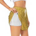 thumbnail image 1 of Picia Gold Shiny Pattern Women's 2 in 1 Athletic Running Shorts High Waisted Workout Casual Gym Sweat Shorts with Comfy Liner Zipper Pockets-XX-Large, 1 of 9