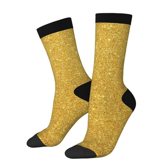 Picia Gold Shiny Print Athletic Socks for Men & Women – Cushioned Moisture-Wicking Crew Socks for Sports, Running, and Training, Soft & Breathable Size 5-11