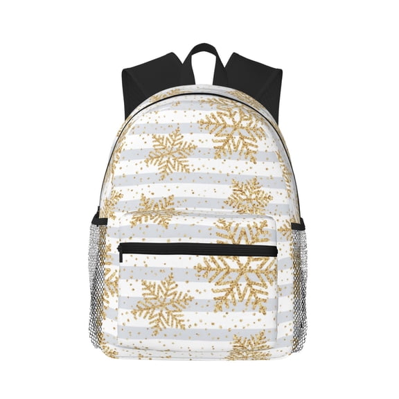 Picia Gold Snowflake Large Capacity Backpack Classic Style Backpack Casual Backpack Water-Resistant School Work Travel Outdoor Backpack