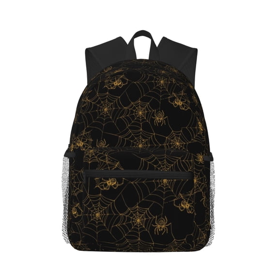 Picia Gold Spiders And Cobwebs Large Capacity Backpack Classic Style Backpack Casual Backpack Water-Resistant School Work Travel Outdoor Backpack