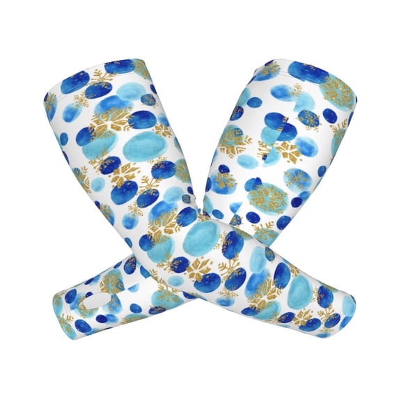 Picia Golden Blue Snowflakes Arm Sleeves for Men and Women - Tattoo Cover Up UPF 50+ Cooling Sports Sleeve for Basketball Golf Football-One Size