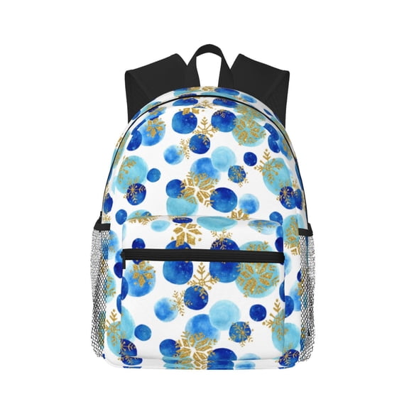 Picia Golden Blue Snowflakes Large Capacity Backpack Classic Style Backpack Casual Backpack Water-Resistant School Work Travel Outdoor Backpack