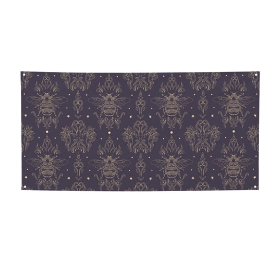 Picia Golden Bumblebee Pattern Party Banner, Festive Decoration, Holiday Banner, Celebration Decor, Event Banner, Reusable Party Banner-Medium