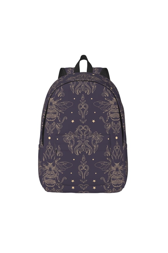 Golden Bumblebee Printed Canvas Daypack - Stylish and Durable Vintage Compact Backpack - Class, Work, Travel, or Laptop Bookbag,Organized Compartments-Medium