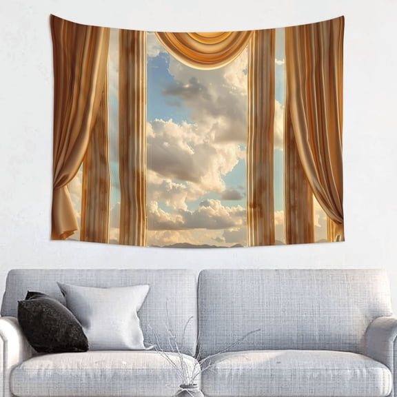 Picia Golden Drapes Pillars Clouds Pattern Tapestry-Tapestries for Bedroom Living Room Dorm(29x37")