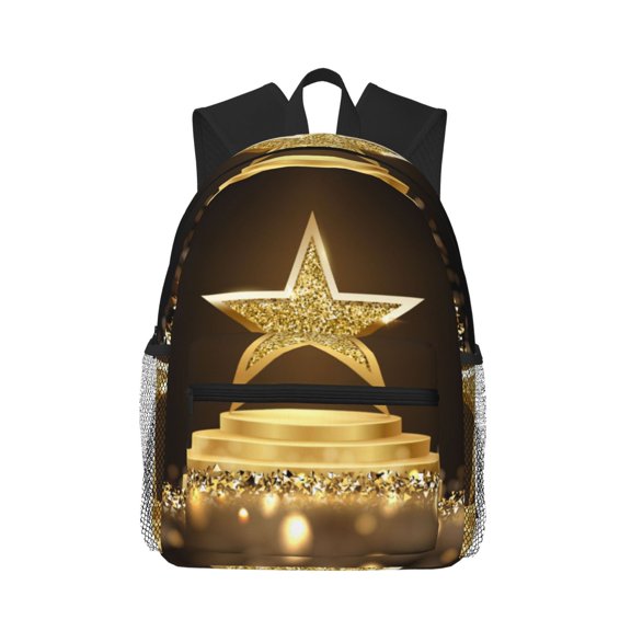 Picia Golden Glitter And Light Large Capacity Backpack Classic Style Backpack Casual Backpack Water-Resistant School Work Travel Outdoor Backpack