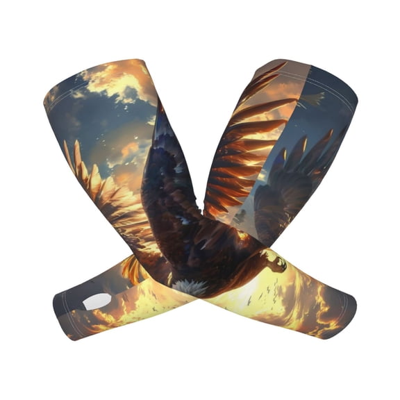 Picia Golden Sky Bald Eagle Arm Sleeves for Men and Women - Tattoo Cover Up UPF 50+ Cooling Sports Sleeve for Basketball Golf Football-One Size