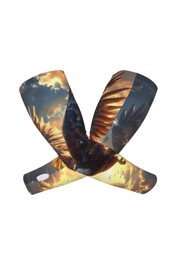 Golden Sky Bald Eagle Arm Sleeves for Men and Women - Tattoo Cover Up UPF 50+ Cooling Sports Sleeve for Basketball Golf Football-One Size