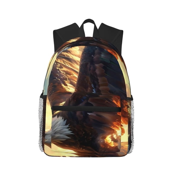 Picia Golden Sky Bald Eagle Large Capacity Backpack Classic Style Backpack Casual Backpack Water-Resistant School Work Travel Outdoor Backpack