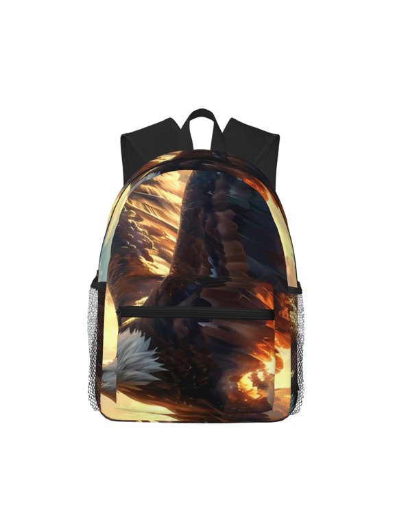 Golden Sky Bald Eagle Large Capacity Backpack Classic Style Backpack Casual Backpack Water-Resistant School Work Travel Outdoor Backpack