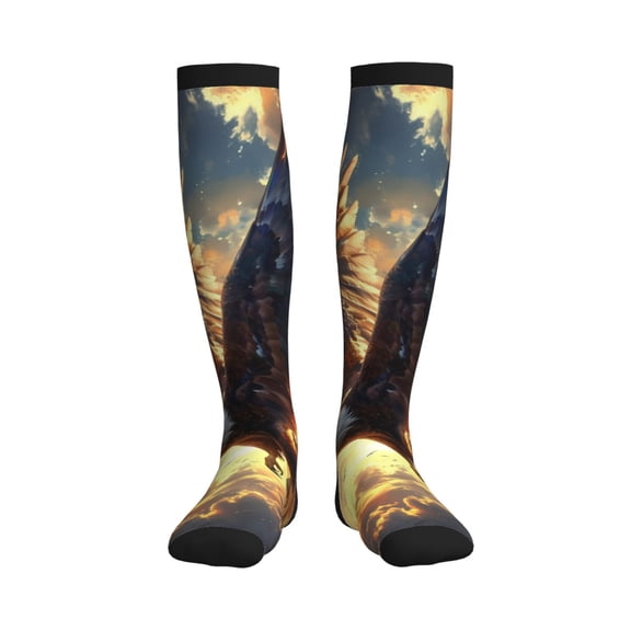 Picia Golden Sky Bald Eagle Printed Sports Compression Socks - 15-20mmHg Graduated Compression, High-Performance Soft and Breathable Socks for Men and Women
