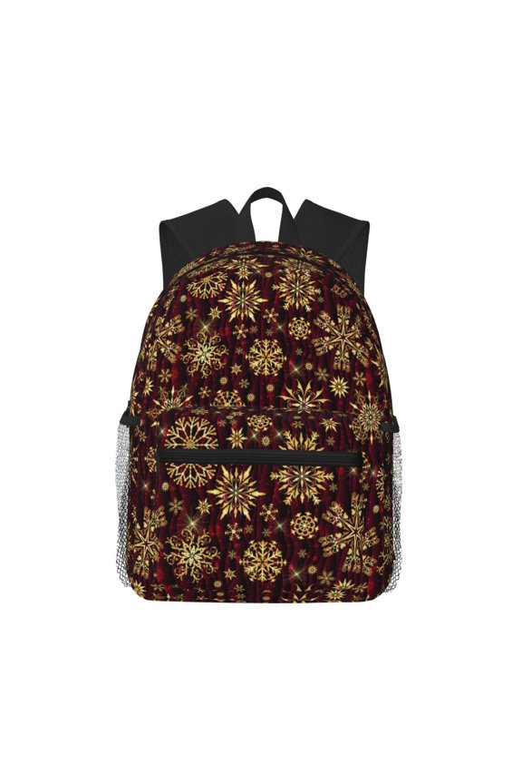 Golden Snowflakes Large Capacity Backpack Classic Style Backpack Casual Backpack Water-Resistant School Work Travel Outdoor Backpack