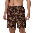 thumbnail image 1 of Picia Golden Snowflakes pattern Mens Swim Trunks with Compression Liner Stretch Beach Shorts Quick Dry with Zipper Pockets No-Chafing Board Shorts-3X-Large, 1 of 9