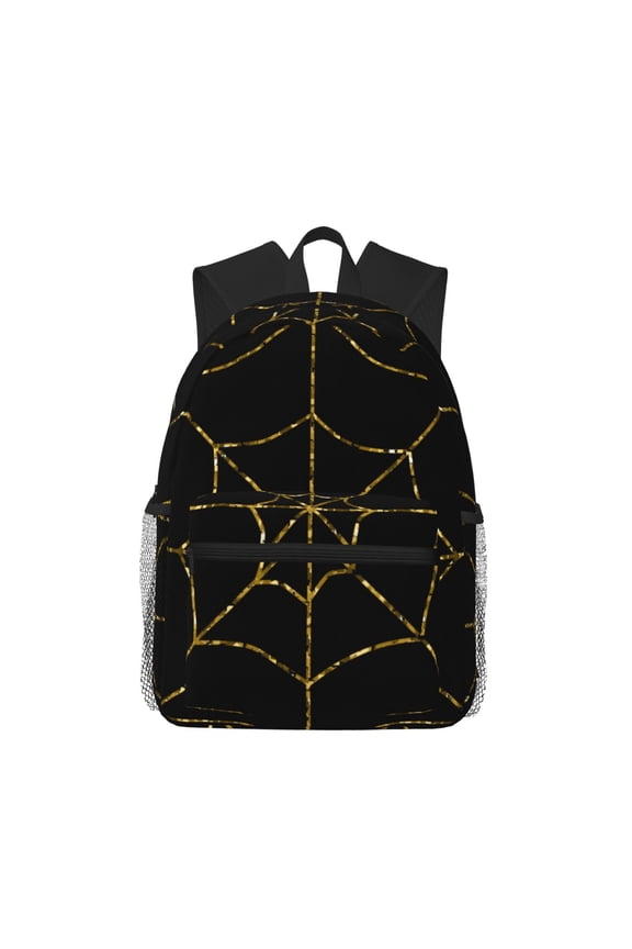 Golden Spider Web Large Capacity Backpack Classic Style Backpack Casual Backpack Water-Resistant School Work Travel Outdoor Backpack
