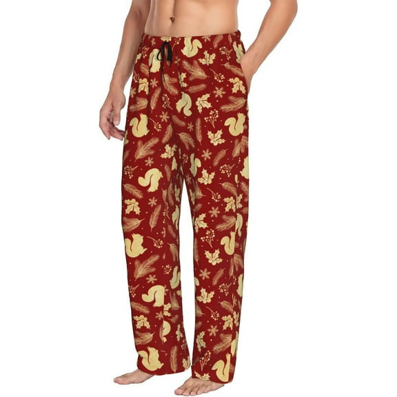 Picia Golden Squirrels Holiday Mens Soft Woven Cotton Elastic Waistband Sleep Pajama Pant Lounge Sleep Pant With Pockets And Drawstring-Medium