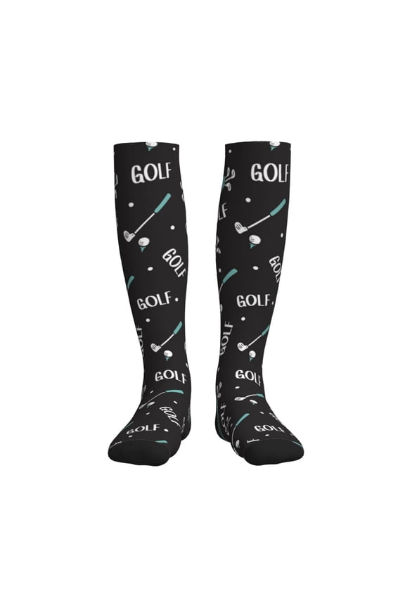 Golf Bags And Balls Printed Sports Compression Socks - 15-20mmHg Graduated Compression, High-Performance Soft and Breathable Socks for Men and Women