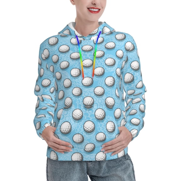 Picia Golf Balls 1 Pattern Casual Women's Hoodie, Hooded Sweatshirt with Kangaroo Pocket, Comfortable Pullover with Eye-catching Drawstrings-XX-Large