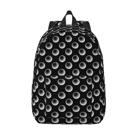 Picia Golf Balls Printed Canvas Daypack - Stylish and Durable Vintage Compact Backpack - Class, Work, Travel, or Laptop Bookbag,Organized Compartments-Medium