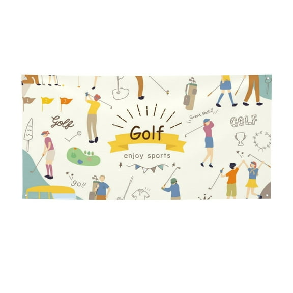 Picia Golf Icons And Golfer Pattern Party Banner, Festive Decoration, Holiday Banner, Celebration Decor, Event Banner, Reusable Party Banner-Small