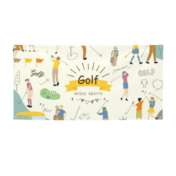 Picia Golf Icons And Golfer Pattern Party Banner, Festive Decoration, Holiday Banner, Celebration Decor, Event Banner, Reusable Party Banner-Small