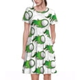 thumbnail image 1 of Picia Golf balls Pattern Women's Short Sleeve Summer Dress Pleated Loose Swing Knee Length Short Sleeve Swing Dresses, 1 of 6