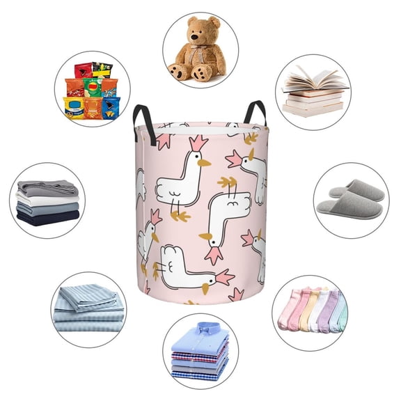 Picia Goose Queen Large Laundry Basket, Waterproof, Freestanding Laundry Hamper, Collapsible Tall Clothes Hamper with Extended Handles-