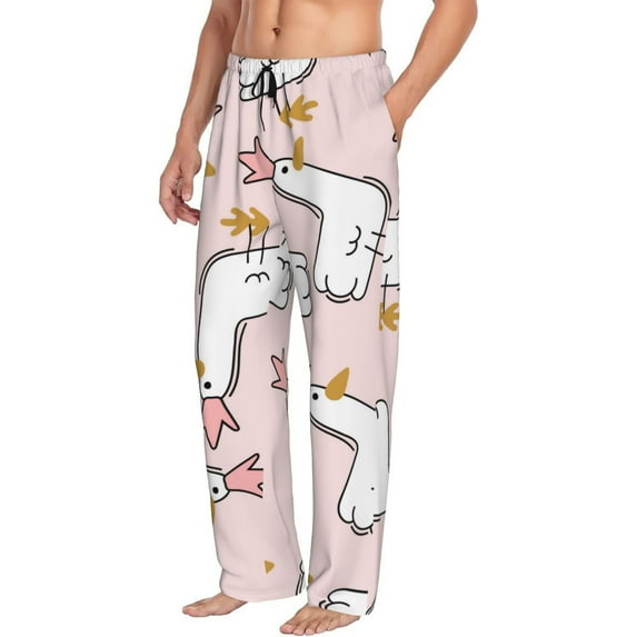 Picia Goose Queen Mens Soft Woven Cotton Elastic Waistband Sleep Pajama Pant Lounge Sleep Pant With Pockets And Drawstring-Small