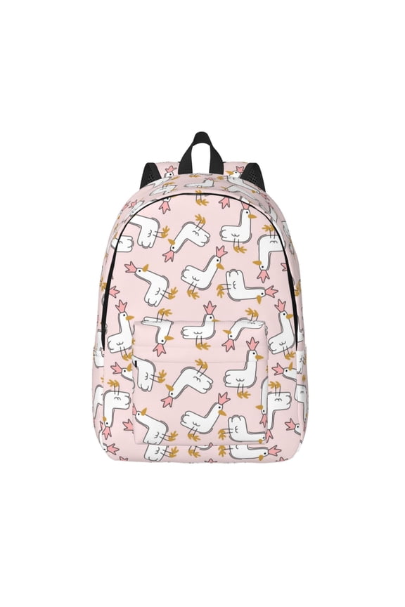 Goose Queen Printed Canvas Daypack - Stylish and Durable Vintage Compact Backpack - Class, Work, Travel, or Laptop Bookbag,Organized Compartments-Medium