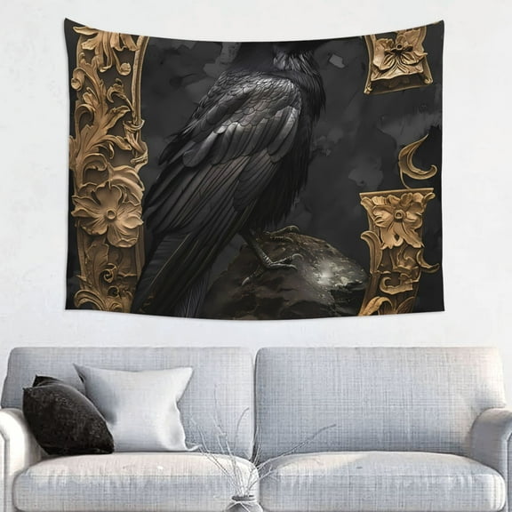 Picia Gothic Raven Portrait Pattern Tapestry-Tapestries for Bedroom Living Room Dorm(29x37")