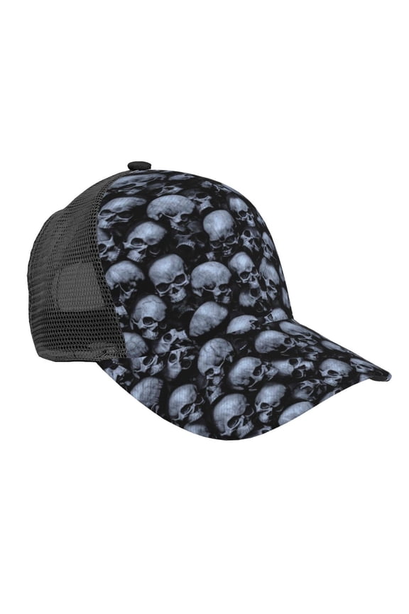 Gothic Skull Pattern Trucker Hat,Baseball Cap,Sun Protection Cap,Stylish Headwear,Leisure Cap,Outdoor Sports Cap
