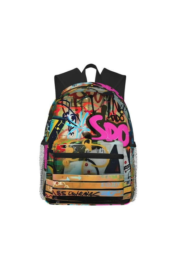 Graffiti Lamp Urban Scene Large Capacity Backpack Classic Style Backpack Casual Backpack Water-Resistant School Work Travel Outdoor Backpack