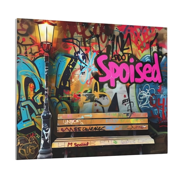 Picia Graffiti Lamp Urban Scene Pattern Decorative Picture – Unique Wall Art, Modern Canvas Print for Trendy Interiors (Horizontal)