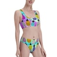 thumbnail image 1 of Picia Graffiti Pineapples Women's High Waisted Bikini Scoop Neck Swimsuit Two Pieces Bathing Suit-Large, 1 of 8