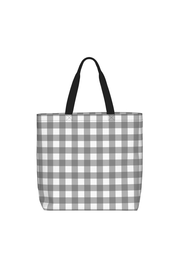 Gray Checkboard for Tote Bag for Women with Zipper, Gym Tote with Compartments, Laptop Work Tote Nurse Dance Yoga Bag for Sport, Travel