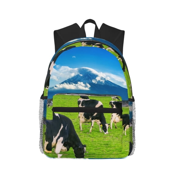 Picia Grazing Cows Mountain View Large Capacity Backpack Classic Style Backpack Casual Backpack Water-Resistant School Work Travel Outdoor Backpack