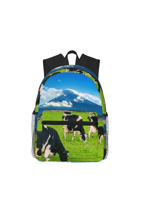 Grazing Cows Mountain View Large Capacity Backpack Classic Style Backpack Casual Backpack Water-Resistant School Work Travel Outdoor Backpack
