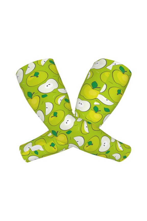 Green Apple Arm Sleeves for Men and Women - Tattoo Cover Up UPF 50+ Cooling Sports Sleeve for Basketball Golf Football-One Size